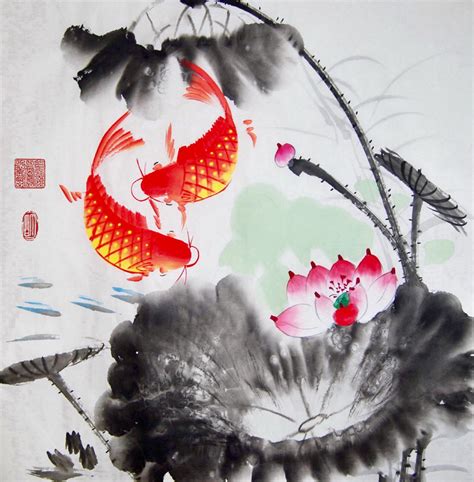 pintura peces significado tinta china hogar